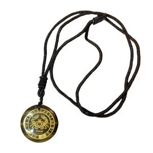 Tigers Eye Cancer Astrological Pendant on Black Nylon Chord
